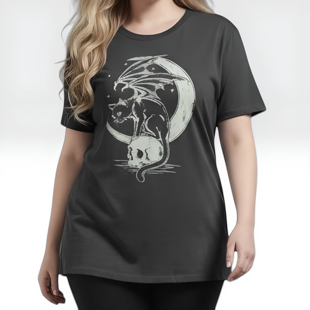 TORRID Nightfall Skull Cat Graphic Oversized Heritage Tee NWT Size 1X - Picture 2 of 11